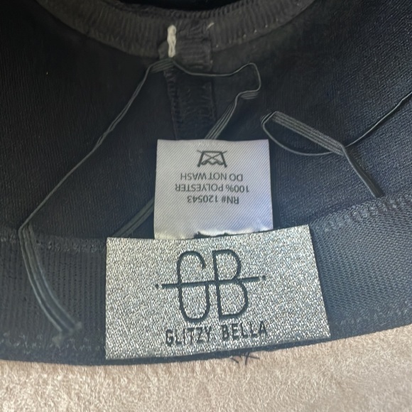 Glitzy Bella Women’s Suede Hat, Beige with Creme braid & crystal embellishments - Picture 8 of 10